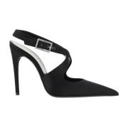 Saint Laurent Svarta Sidenpumps med Spetsig Tå Black, Dam