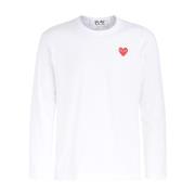 Comme des Garçons Play Långärmad herr T-shirt med rött hjärta White, H...