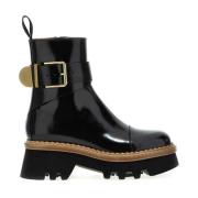 Chloé Svarta Läder Ankelboots Black, Dam