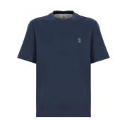 Brunello Cucinelli Blå Bomull T-shirt för Män Blue, Herr