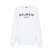 Balmain Klassiskt Logo Sweatshirt White, Dam