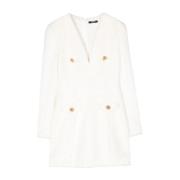 Balmain Kort Klänning med 4 Knappar White, Dam