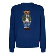 Polo Ralph Lauren Blåa Sweaters med Polo Bear Design Blue, Herr