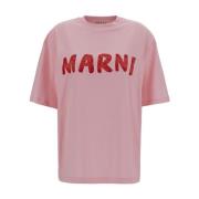 Marni Rosa T-shirt med Logotryck Pink, Dam