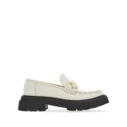 Salvatore Ferragamo Vita Gancini-Plaque Läderloafers White, Herr