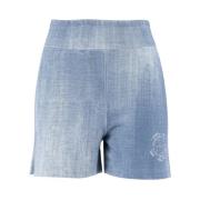 Ermanno Scervino Denim Print Short Shorts Blue, Dam