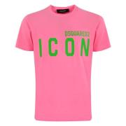 Dsquared2 Herr T-shirt i bomull med logotyp Pink, Herr
