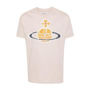 Vivienne Westwood Beige Bomull T-shirt med Signatur Orb Print Beige, H...
