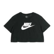 Nike Essntl Crop Icon T-Shirt Black, Dam