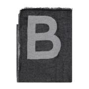 Balmain Svart bomullsscarf med tryckt logotyp Black, Dam