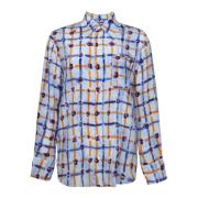 Marni Silkeskjorta med geometriskt mönster Blue, Dam