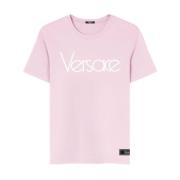 Versace Logo Print Crew Neck T-shirts och Polos Pink, Dam