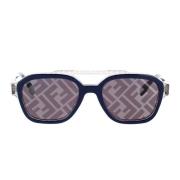 Fendi Glamorösa geometriska solglasögon med blå och grå ram Blue, Unis...