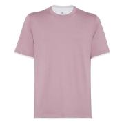 Brunello Cucinelli Italiensk Jersey Bomull T-Shirt Pink, Herr