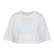 Marni Vit Cropped T-shirt Lily Stil White, Dam