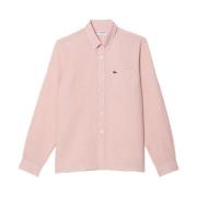 Lacoste Minimalistisk Linneskjorta för Män Pink, Herr
