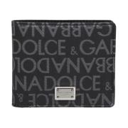 Dolce & Gabbana Plånbok i Logo Jacquard Tyg Black, Unisex