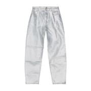 Ganni Starry Foil Denim Jeans White, Dam