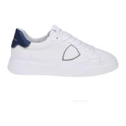 Philippe Model Vita/Blå Läder Temple Sneakers White, Herr