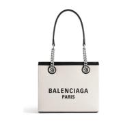 Balenciaga Beige Canvas Toteväska med Läderdetaljer Beige, Dam