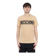 Moschino Svart Logo Print Beige T-shirt Beige, Herr