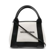Balenciaga Stilfull tvåfärgad toteväska med logotryck White, Dam