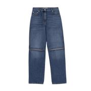 JW Anderson Italienska Jeans i Mediumtvättad Bomull Blue, Dam