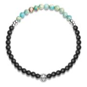 Nialaya Wristband with Matte Onyx and Turquoise Multicolor, Herr
