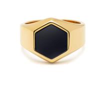 Nialaya Hexagon Onyx Guld Ring Yellow, Herr