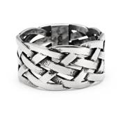 Nialaya Men's Stainless Steel Woven Chain Ring Gray, Herr
