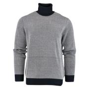 Armani Exchange Blåa Sweaters med U Ciclista Microfantasia Blue, Herr