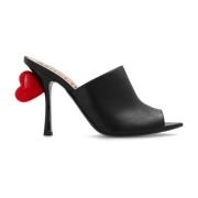 Moschino Heeled mules in leather Black, Dam