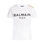 Balmain T-shirt med logotyp White, Dam