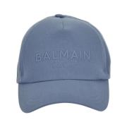 Balmain Bomull Logo Cap Blue, Dam