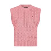 Tommy Hilfiger Ärmelös stickad kofta för kvinnor Pink, Dam