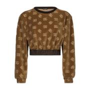 Dolce & Gabbana Bruna Sweaters med Logo Midjeband Brown, Dam