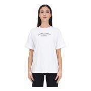 Elisabetta Franchi Vit Logotyp T-shirt med Guld Studs White, Dam