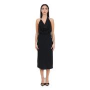 Elisabetta Franchi Svart ärmlös klänning med logotryck Black, Dam