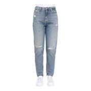 Calvin Klein Jeans Vintage-inspirerade Medium Blå Slitna Jeans för Kvi...