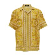 Versace Barocco Print Hawaiian Skjorta Yellow, Herr