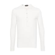 Tom Ford Vit Broderad Långärmad Jersey T-shirt White, Herr