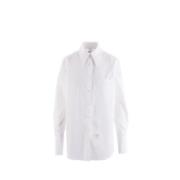 Thom Browne Vit Oversize Bomull Poplin Skjorta med Logo Patch White, D...