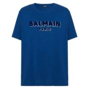 Balmain Marinblå Ekologisk Bomull T-Shirt Blue, Herr