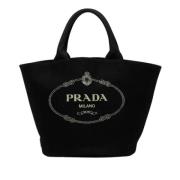 Prada Vintage Pre-owned Canvas handvskor Black, Dam