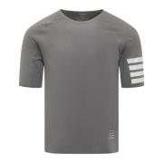 Thom Browne Grå Kompressions T-shirt med 4-randiga ärmar Gray, Herr