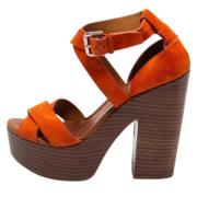 Ralph Lauren Pre-owned Pre-owned Mocka sandaler Orange, Dam