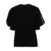 Sacai Högkvalitativ bomullst-shirt för kvinnor Black, Dam