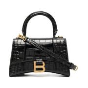 Balenciaga Svart väska med krokodileffekt och handtag Black, Dam