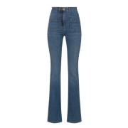 Elisabetta Franchi Flare Jeans med Gyllene Logofickor Blue, Dam