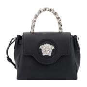 Versace Läderhandväska med Metall Medusa-logotyp Black, Dam